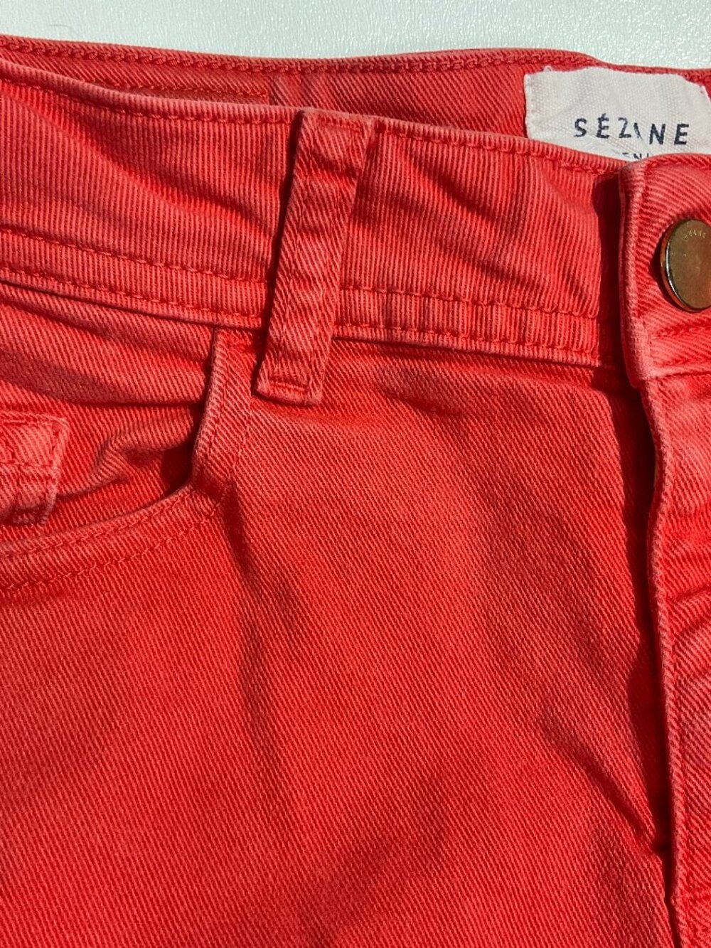 Sezane Size 28 Denim Perfect 7/8 Slim Coral/Orange Jeans Womens Ankle/Short 25" - Picture 14 of 15